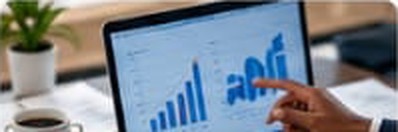 Sales growth chart on a laptop